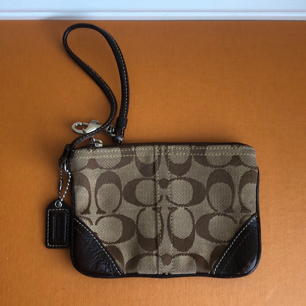 Small brown coach wristlet
